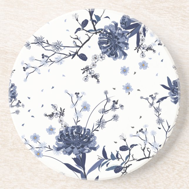 Blaue Blumen Getränkeuntersetzer (Vorne)