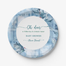 Blaue Blumen-Gingham Oh Hirsch Baby-Party