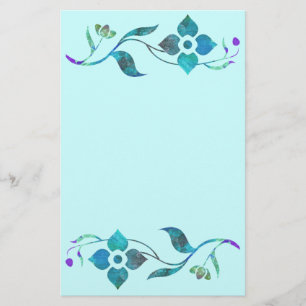 Blaue Blumen-Grenze Briefpapier