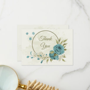 Blaue Blumen Grüne Hochzeit Dankeskarte
