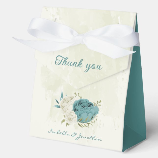 Blaue Blumen Grüne Hochzeit Geschenkschachtel (Vorderseite)