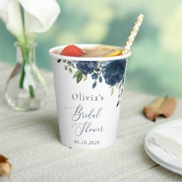 Blaue Blumen, Grünpflanzen, Boho, Brautparty Pappbecher