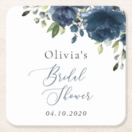 Blaue Blumen, Grünpflanzen, Boho, Brautparty Rechteckiger Pappuntersetzer