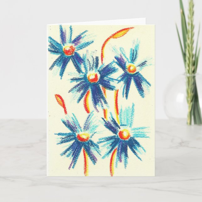 Blaue Blumen-Gruß-Karte Karte (Vorderseite)