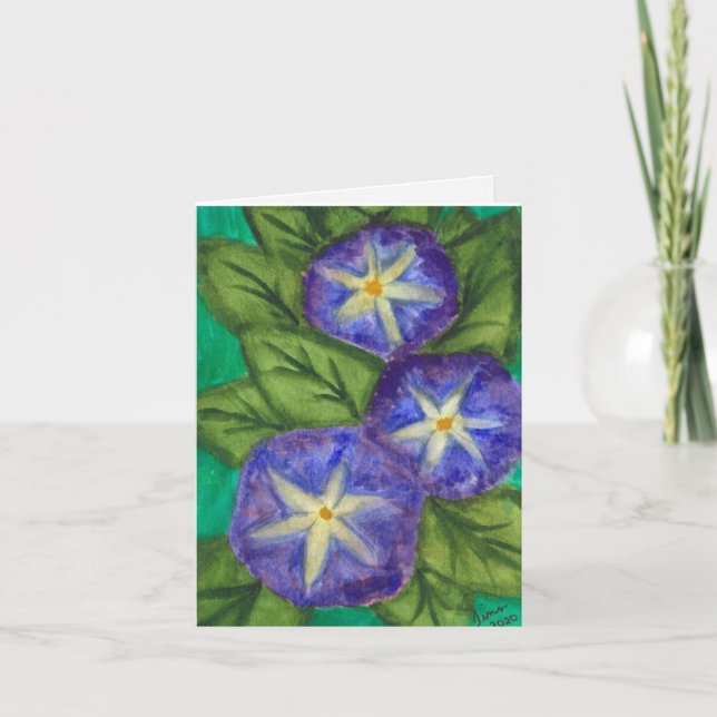 "Blaue Blumen" Grußkarte (Vorderseite)