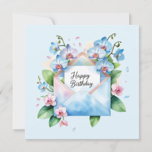 Blaue Blumen Happy Birthday-Karte Feiertagskarte