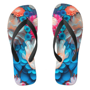 Blaue Blumen Hintergrund-1 Flip Flops