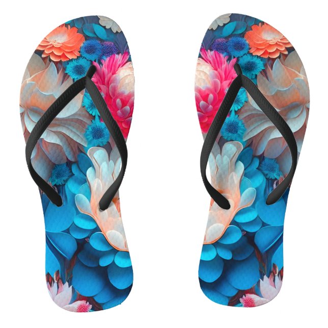 Blaue Blumen Hintergrund-1 Flip Flops (Fußbett)