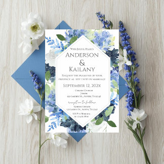 Blaue Blumen Hochzeit Einladung