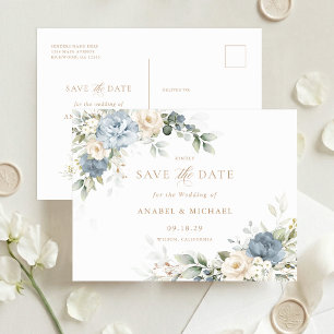 Blaue Blumen Hochzeit Einladungskarte Postkarte