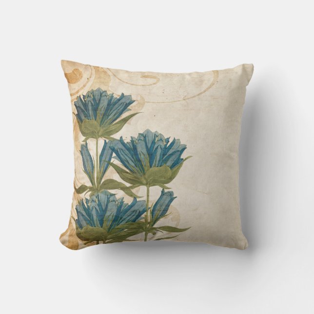 Blaue Blumen Hochzeit Kissen (Vorderseite)