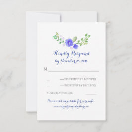 Blaue Blumen Hochzeit RSVP-Karten RSVP Karte