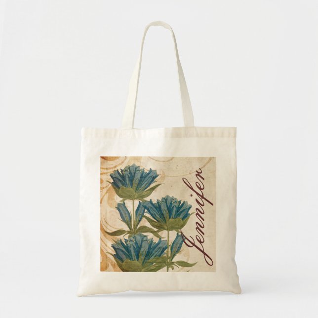 Blaue Blumen Hochzeit Tragetasche (Vorne)