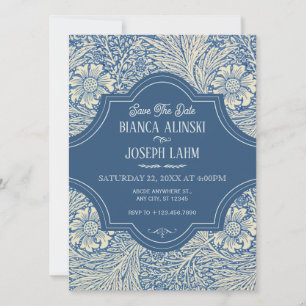 BLAUE BLUMEN HOCHZEIT VINTAGE SAVE THE DATE