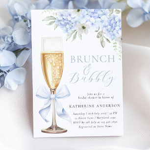 Blaue Blumen-Hochzeits-Brunch-Einladung Einladung