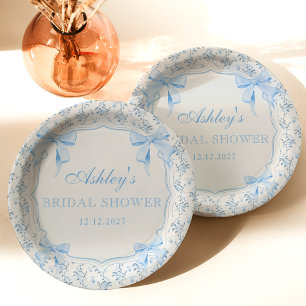 Blaue Blumen-Hochzeitsdusche Pappteller