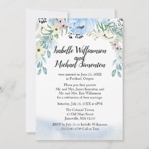 Blaue Blumen Hochzeitsempfang Einladungen