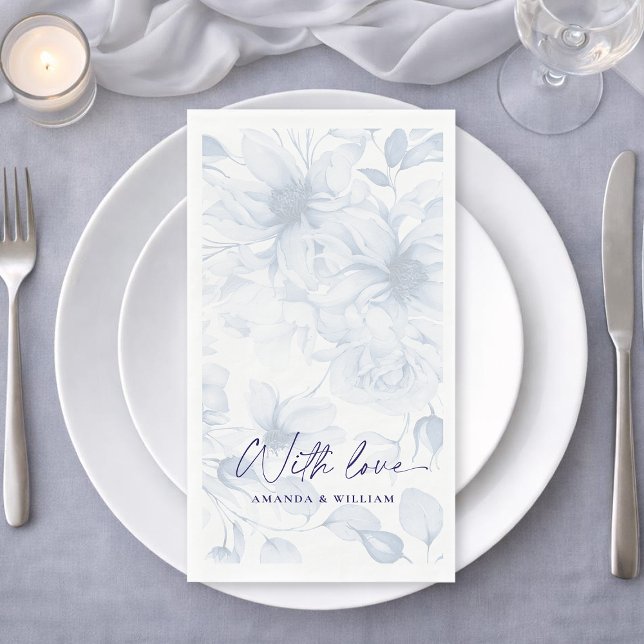 Blaue Blumen-Hochzeitsgasttücher – Mit Liebe Serviette (Von Creator hochgeladen)