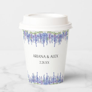 Blaue Blumen-Hochzeitspapier-Tasse im Vintage-Stil Pappbecher