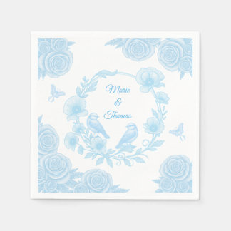 Blaue Blumen-Hochzeitsserviette 💙 Personalisierte Serviette