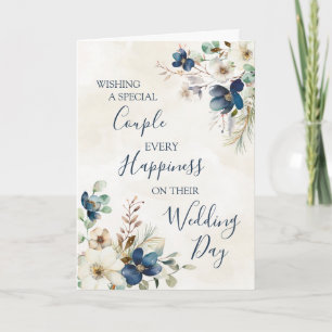 Blaue Blumen-Hochzeitstag-Gratulationskarte Dankeskarte