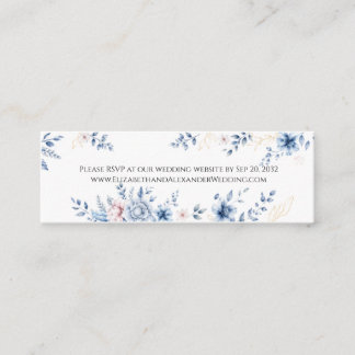 Blaue Blumen-Hochzeitswebsite-RSVP-Beilagekarte Mini Visitenkarte