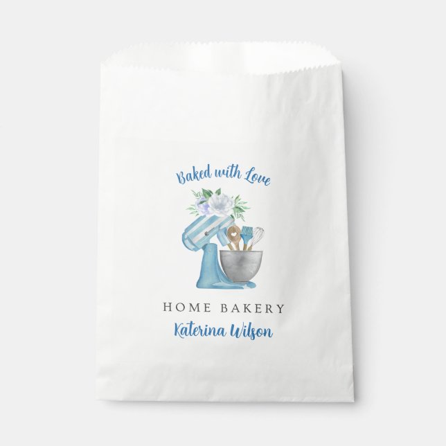 Blaue Blumen-Home-Bakery-Geschenktüten nach Maß Geschenktütchen (Vorderseite)