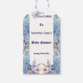 Blaue Blumen Hortensie Lila Flieder Baby Shower Geschenkanhänger