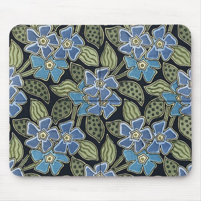 Blaue Blumen im Jugendstil von Grasset - Mousepad (Vorne)