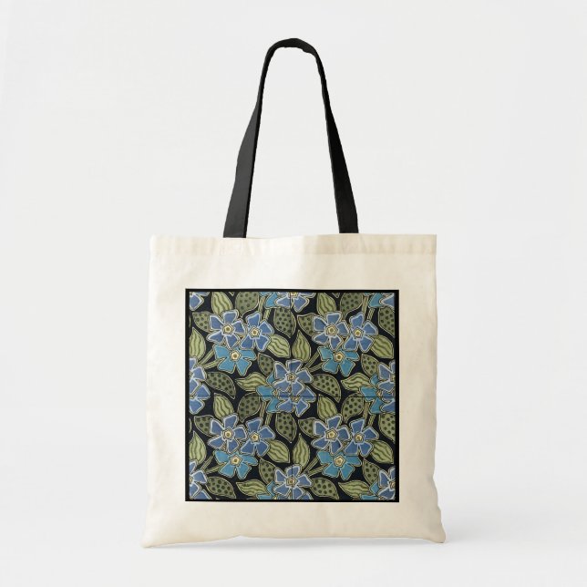 Blaue Blumen im Jugendstil von Grasset Tragetasche (Vorne)