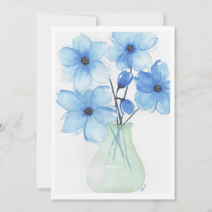 Blaue Blumen in einer Vase-Mitteilungskarten Einladung