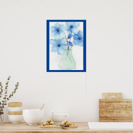 Blaue Blumen in einer Vase-Mitteilungskarten Poster