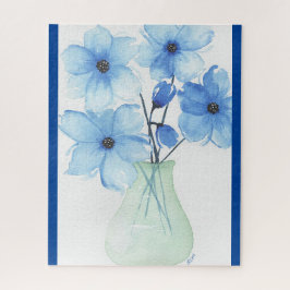 Blaue Blumen in einer Vase-Mitteilungskarten Puzzle
