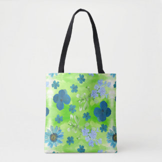 Blaue Blumen in Lime Green