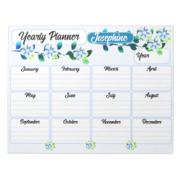 Blaue Blumen Jahresplaner Notepad Notizblock
