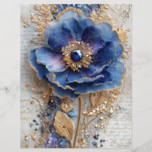 Blaue Blumen Junk Journal Scrapbook Papier