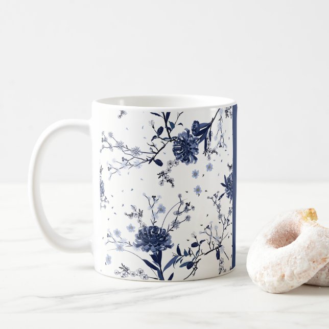 Blaue Blumen Kaffeetasse (Mit Donut)