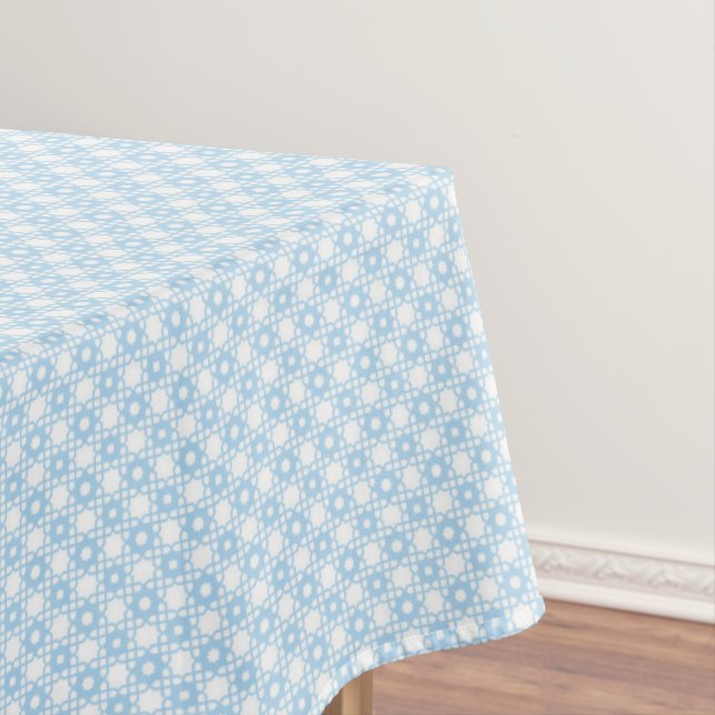 Blaue Blumen-Karotisch-Tischdecke Tischdecke (Beispiel)