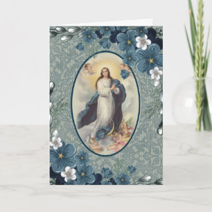 Blaue Blumen Katholisch Jungfrau Mutter Maria Karte