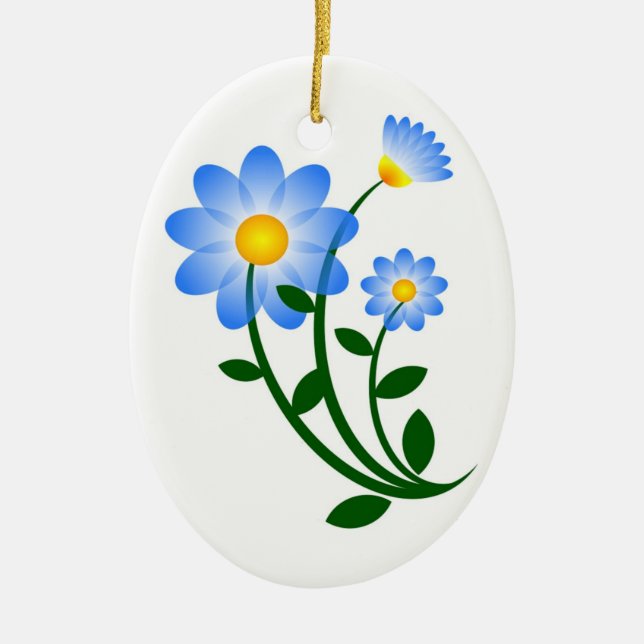 BLAUE BLUMEN KERAMIK ORNAMENT (Vorne)