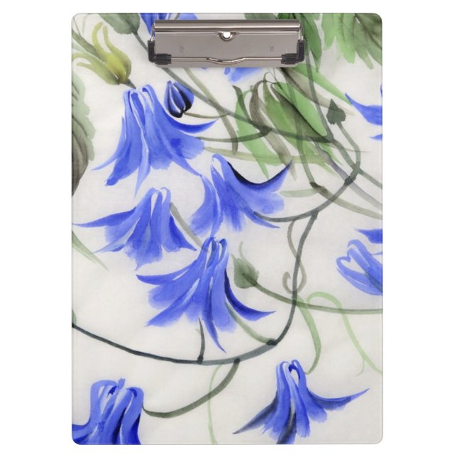 Blaue Blumen Klemmbrett (Vorderseite)