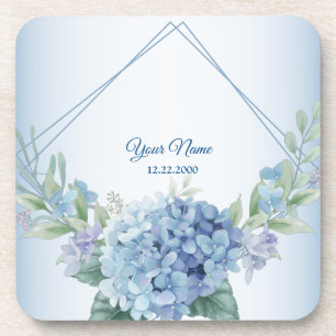 Blaue Blumen Kräuter Staubige Vintage Hochzeitsfei Getränkeuntersetzer