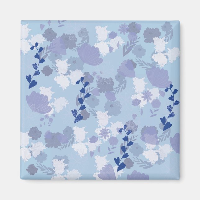 Blaue Blumen Magnet (Vorne)