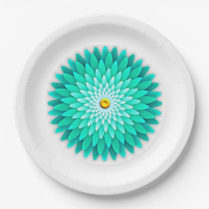 Blaue Blumen-Mandala-68566-Papierteller Pappteller