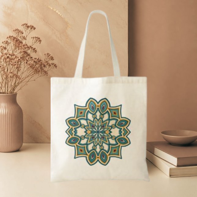Blaue Blumen-Mandala Tragetasche (Von Creator hochgeladen)