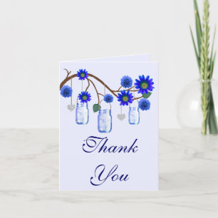 Blaue Blumen Mason Gläser Danke Karte