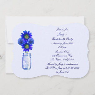 Blaue Blumen Mason Jar Junggesellinnen-Abschiedspa Einladung