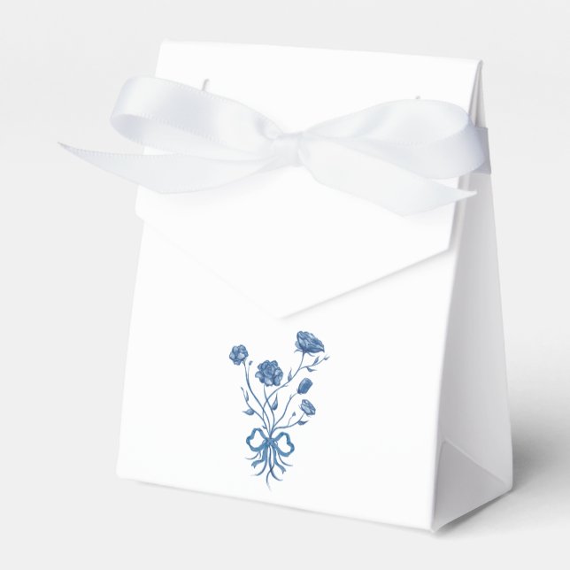 Blaue Blumen mit Bow Geschenkschachtel (Vorderseite)