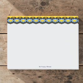 Blaue Blumen mit gelber und schwarzer Umrandung Post-it Klebezettel