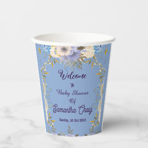 Blaue Blumen mit sanften Pastellfarben Flieder Flo Pappbecher